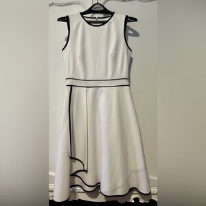 Calvin Klein Strapless White Dress with Black Trim